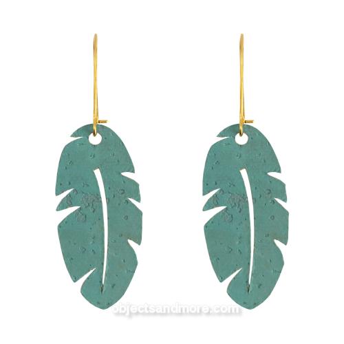 Feather Cork Earrings Blue by NATALIE THERESE